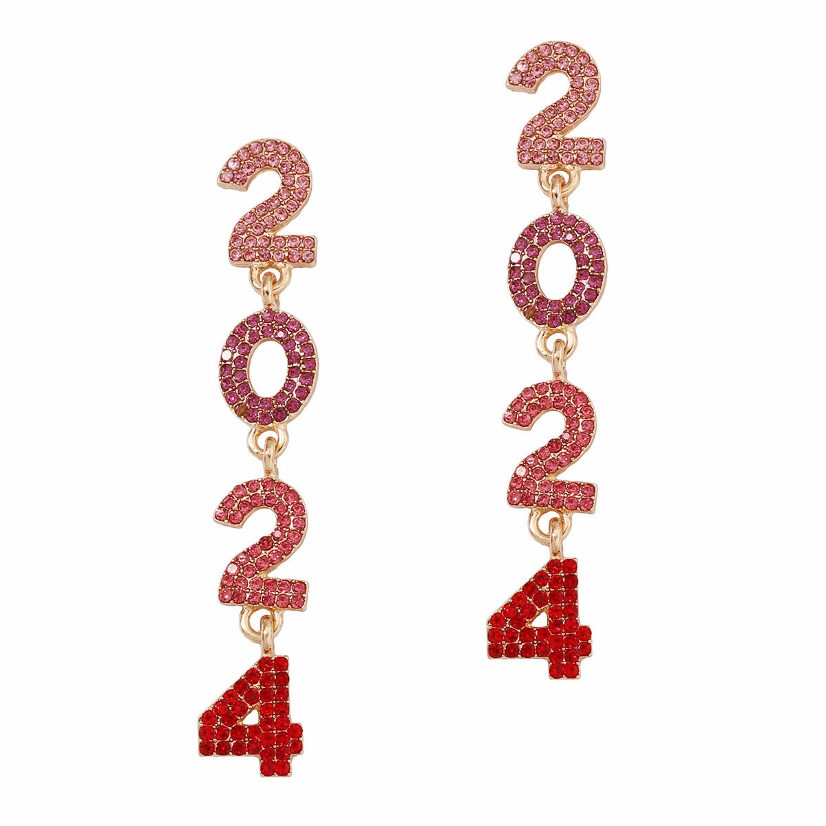 Wholesale 2024 Full Diamond Digital Zinc Alloy Earrings