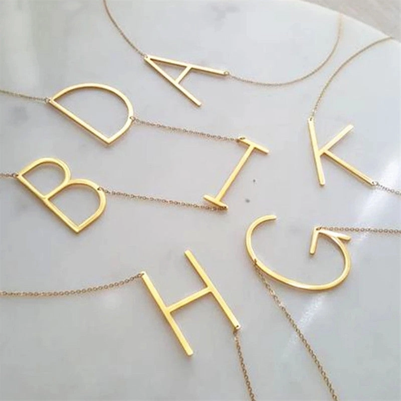 Wholesale 26 English Large Letters Stainless Steel Necklace