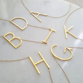 Wholesale 26 English Large Letters Stainless Steel Necklace
