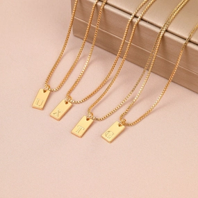 Wholesale 26 English Letter Square Necklace