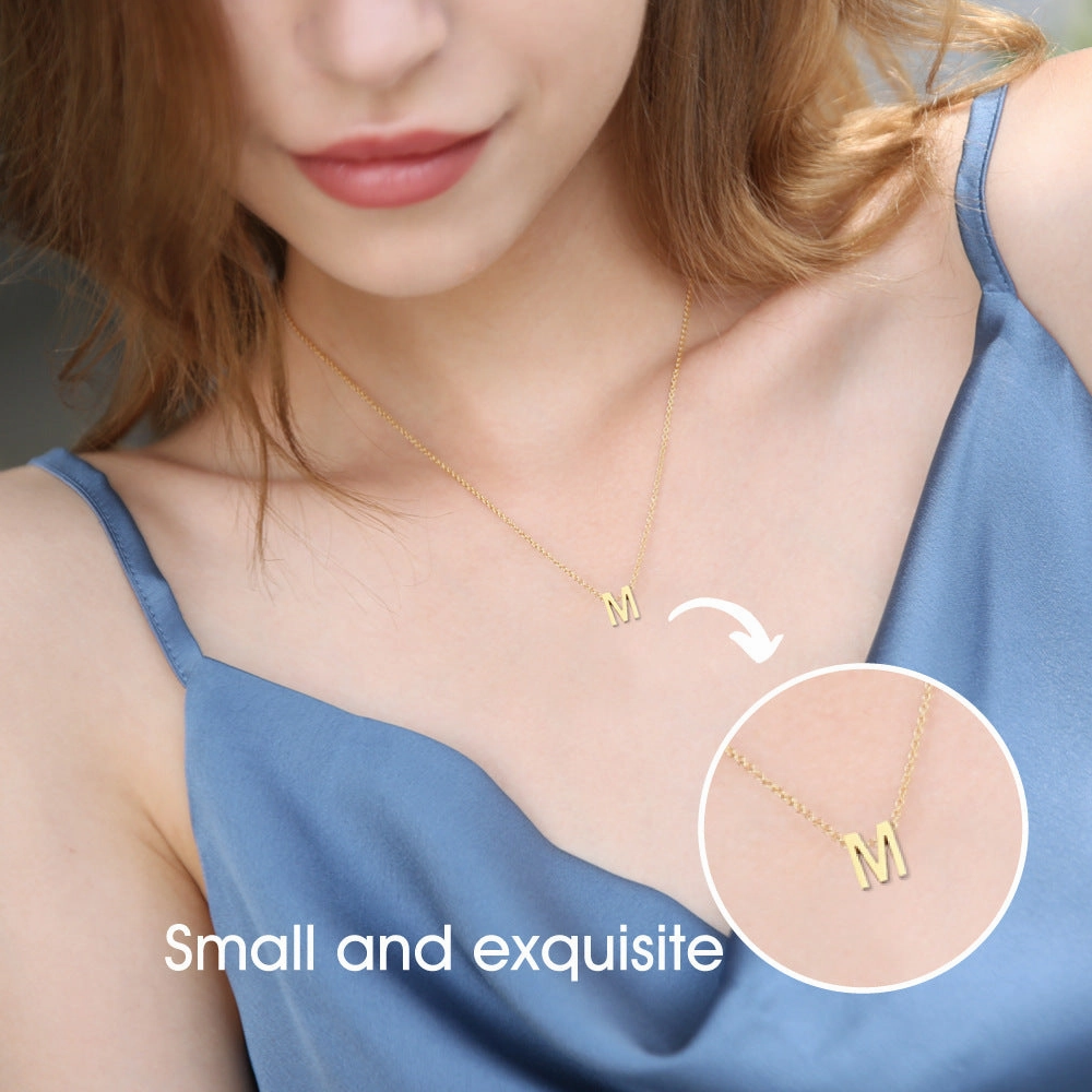 Wholesale 26 English Letters Surnames Short Collarbone Stainless Steel Necklace