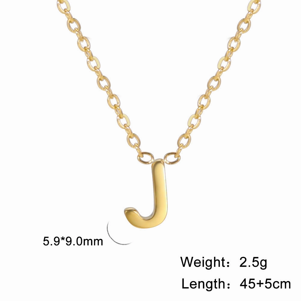 Wholesale 26 Letter 18k Genuine Gold Electroplating Non Fading Stainless Steel Necklace