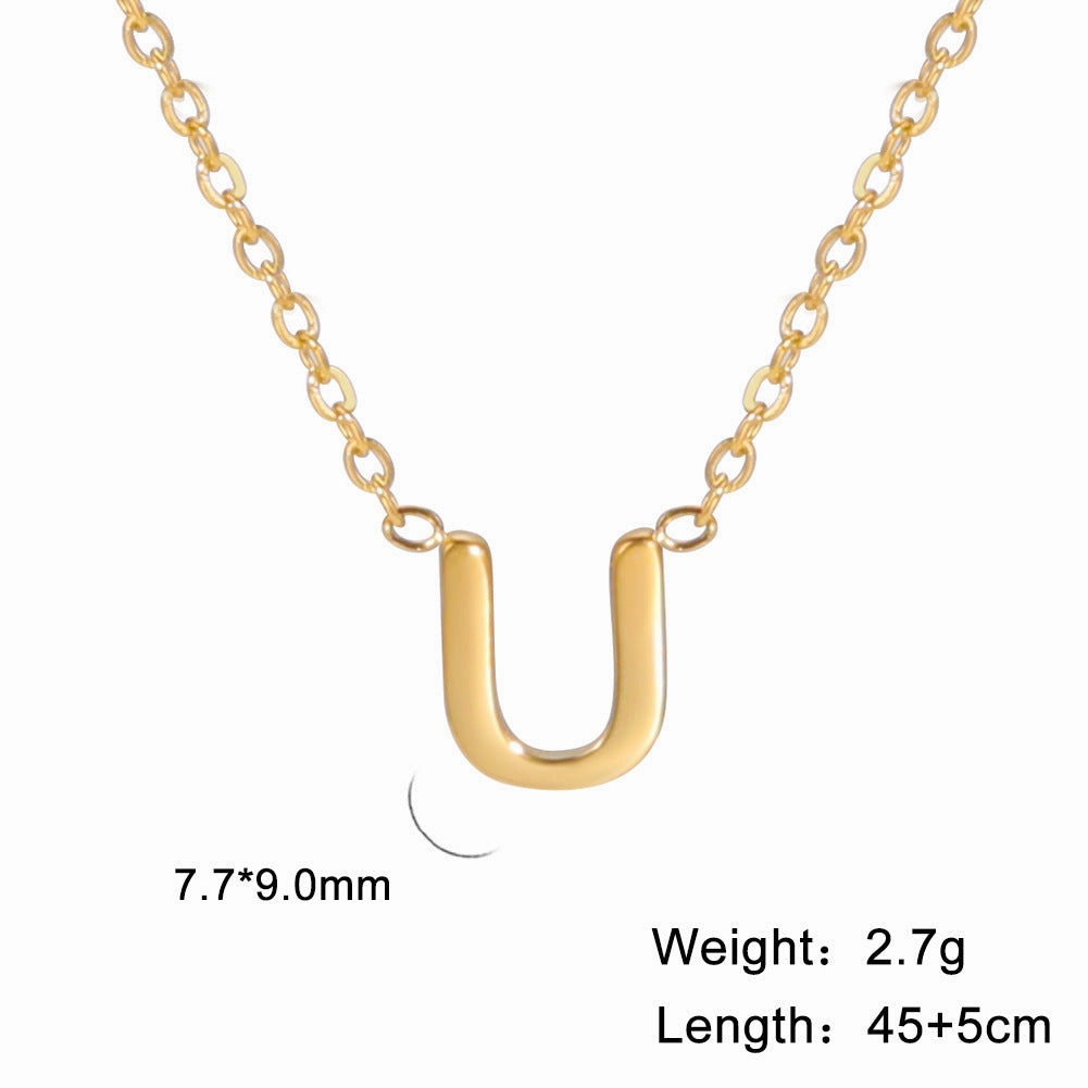 Wholesale 26 Letter 18k Genuine Gold Electroplating Non Fading Stainless Steel Necklace