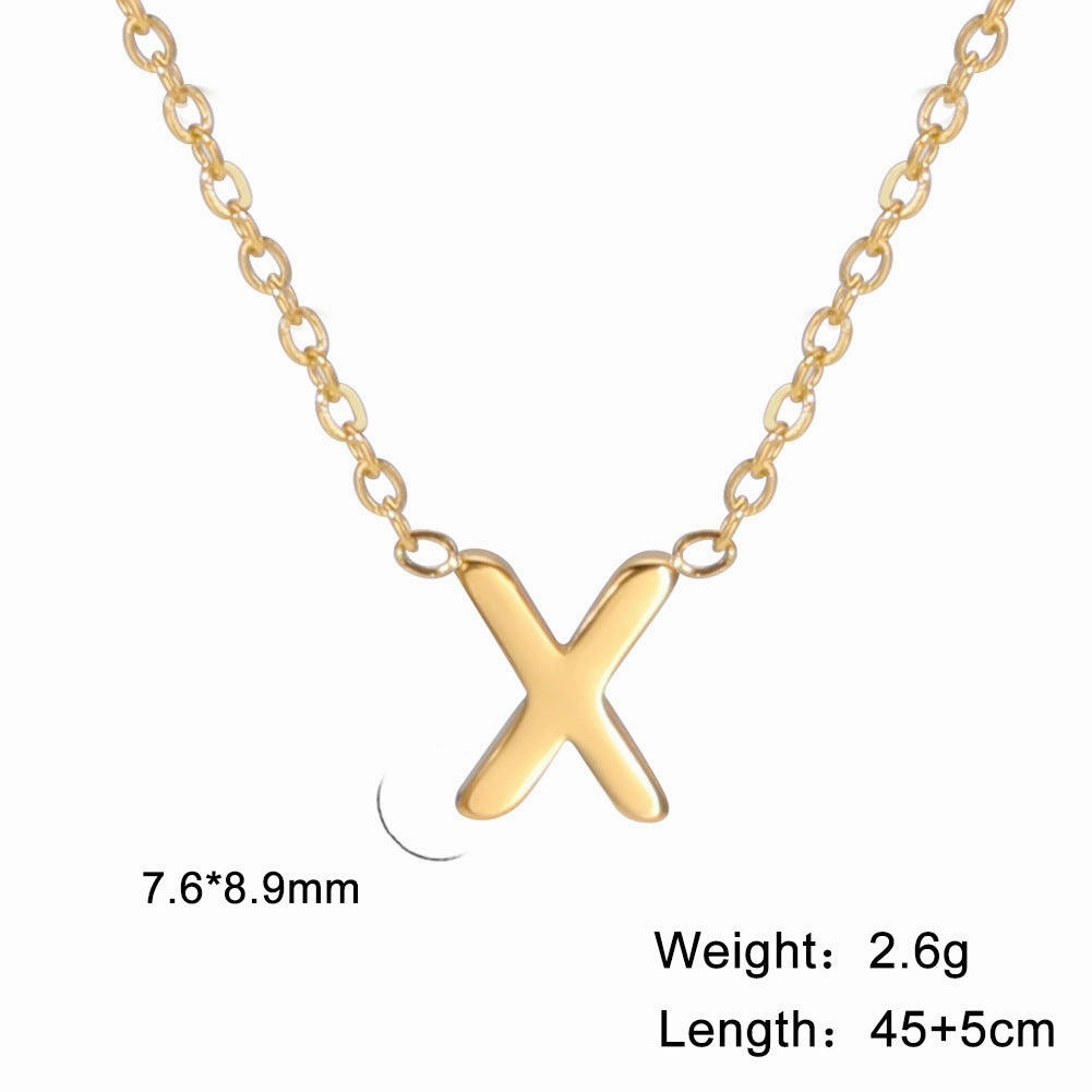 Wholesale 26 Letter 18k Genuine Gold Electroplating Non Fading Stainless Steel Necklace