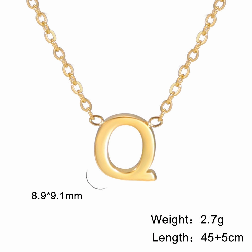 Wholesale 26 Letter 18k Genuine Gold Electroplating Non Fading Stainless Steel Necklace
