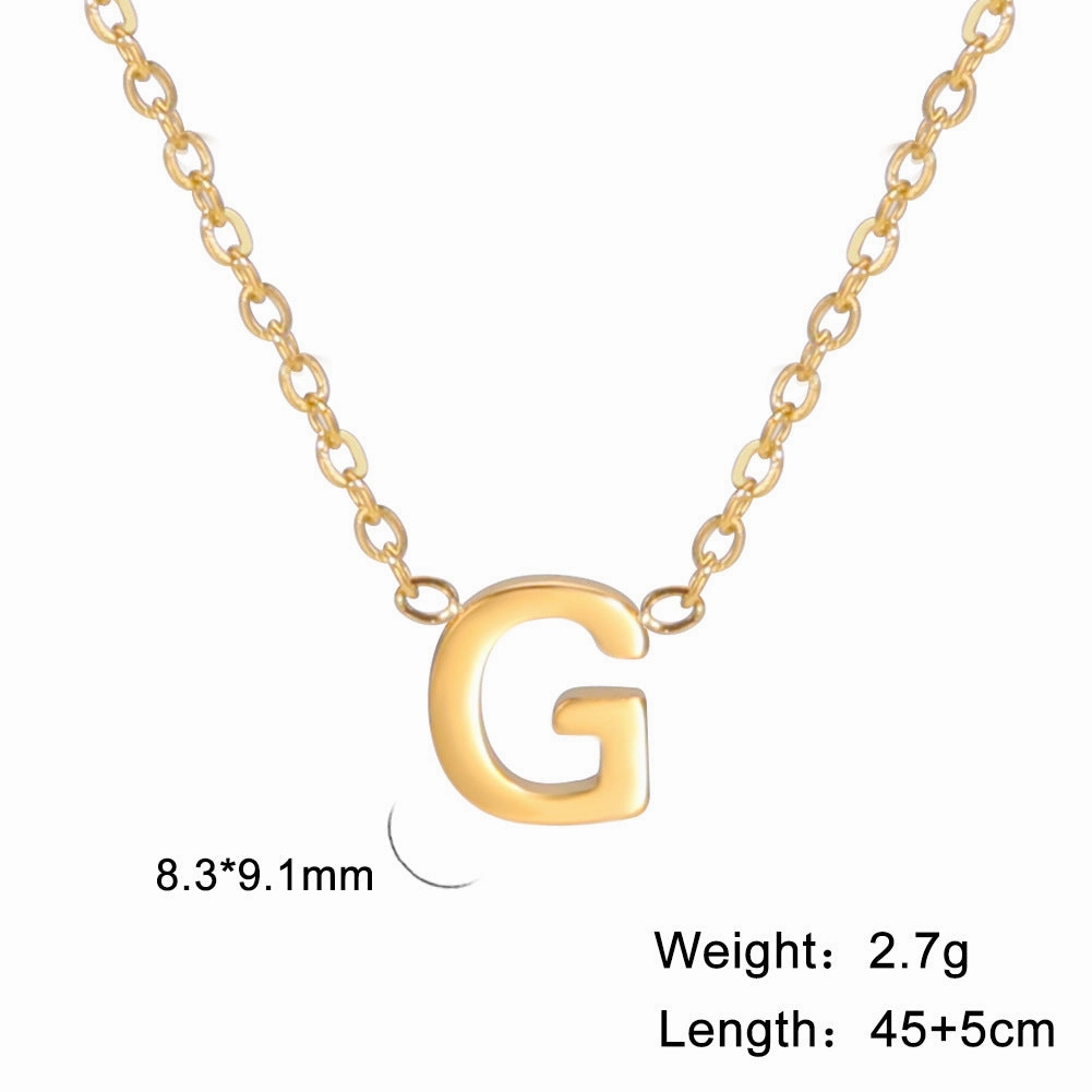 Wholesale 26 Letter 18k Genuine Gold Electroplating Non Fading Stainless Steel Necklace