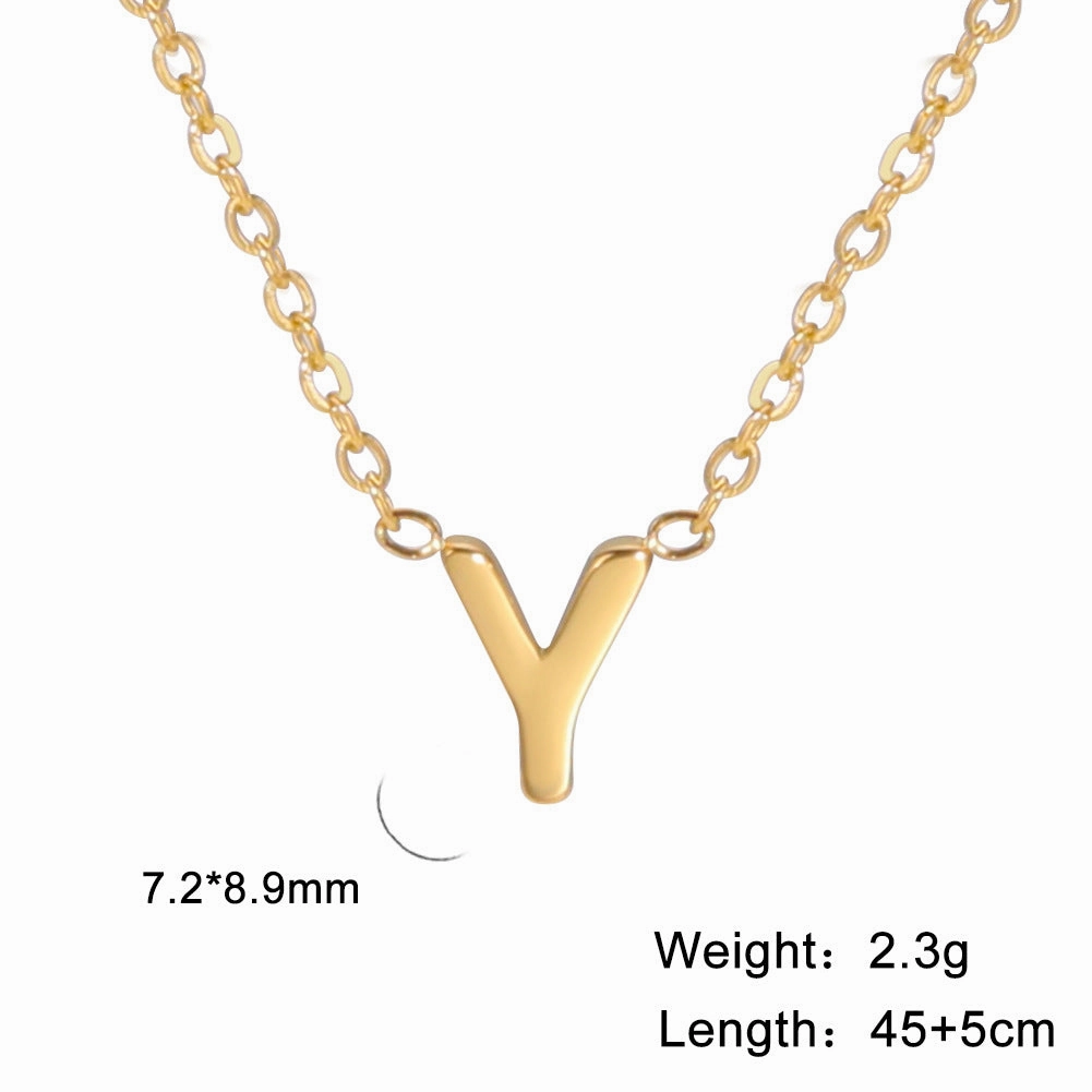 Wholesale 26 Letter 18k Genuine Gold Electroplating Non Fading Stainless Steel Necklace