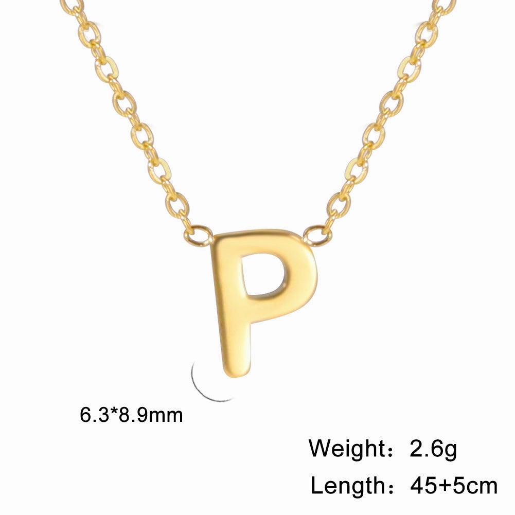 Wholesale 26 Letter 18k Genuine Gold Electroplating Non Fading Stainless Steel Necklace