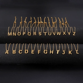 Wholesale 26 Letter 18k Genuine Gold Electroplating Non Fading Stainless Steel Necklace