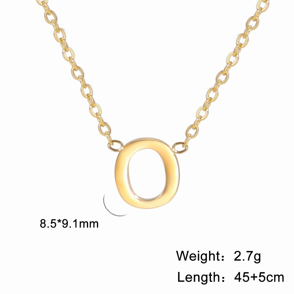 Wholesale 26 Letter 18k Genuine Gold Electroplating Non Fading Stainless Steel Necklace
