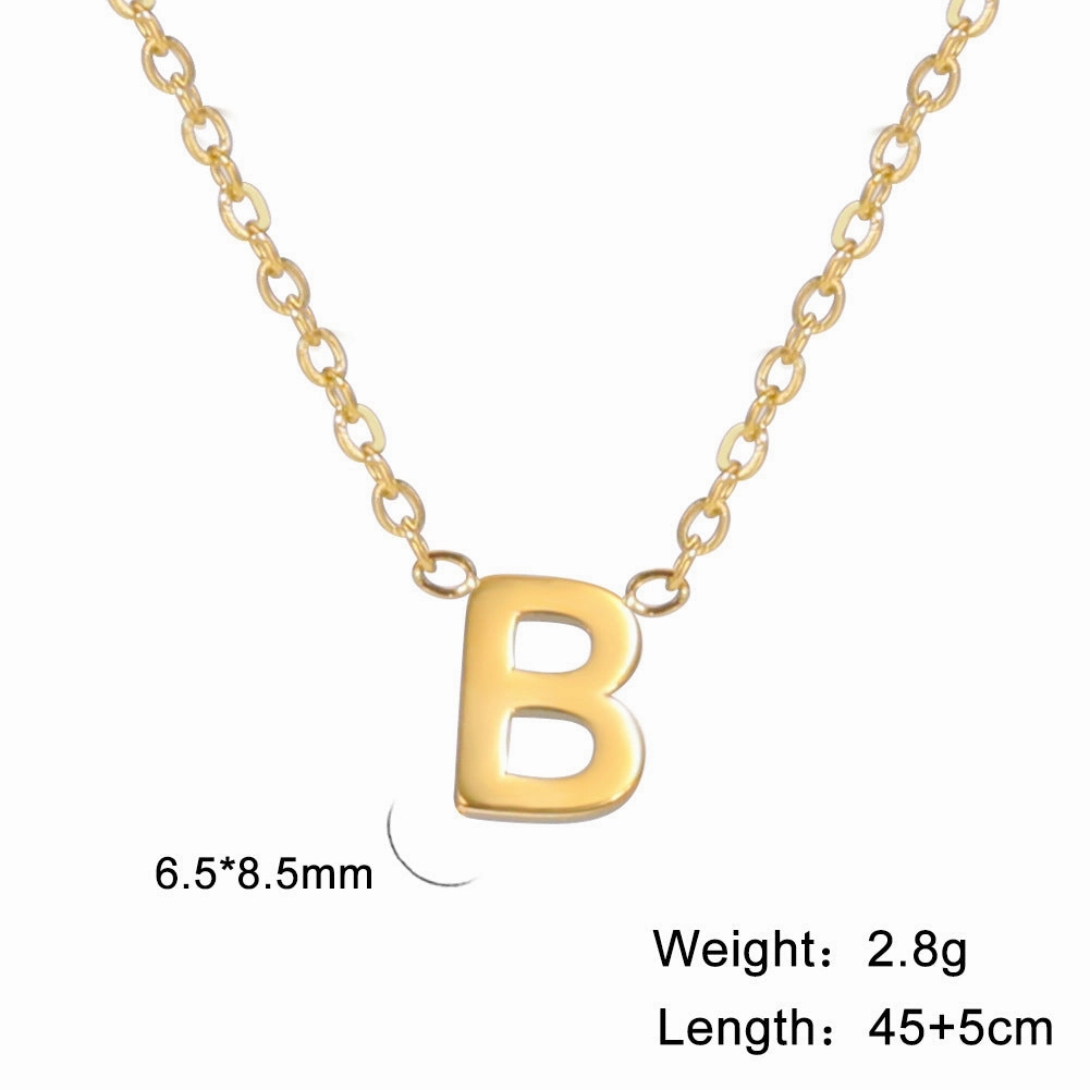Wholesale 26 Letter 18k Genuine Gold Electroplating Non Fading Stainless Steel Necklace