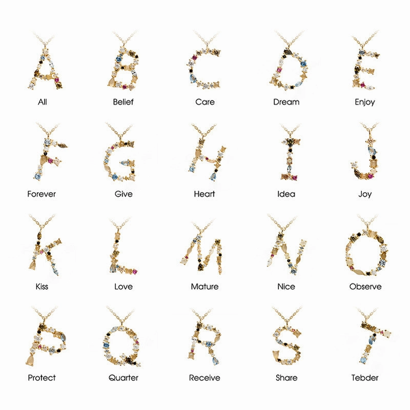 Wholesale 26 Letter Classic Gold Plated Necklaces
