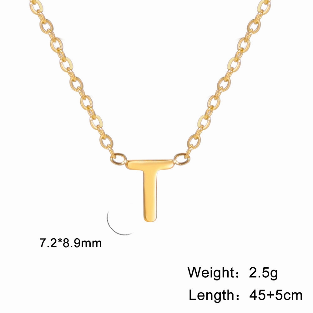 Wholesale 26 Letters Gold 18k Real Gold Electroplated 304 Stainless Steel Necklace