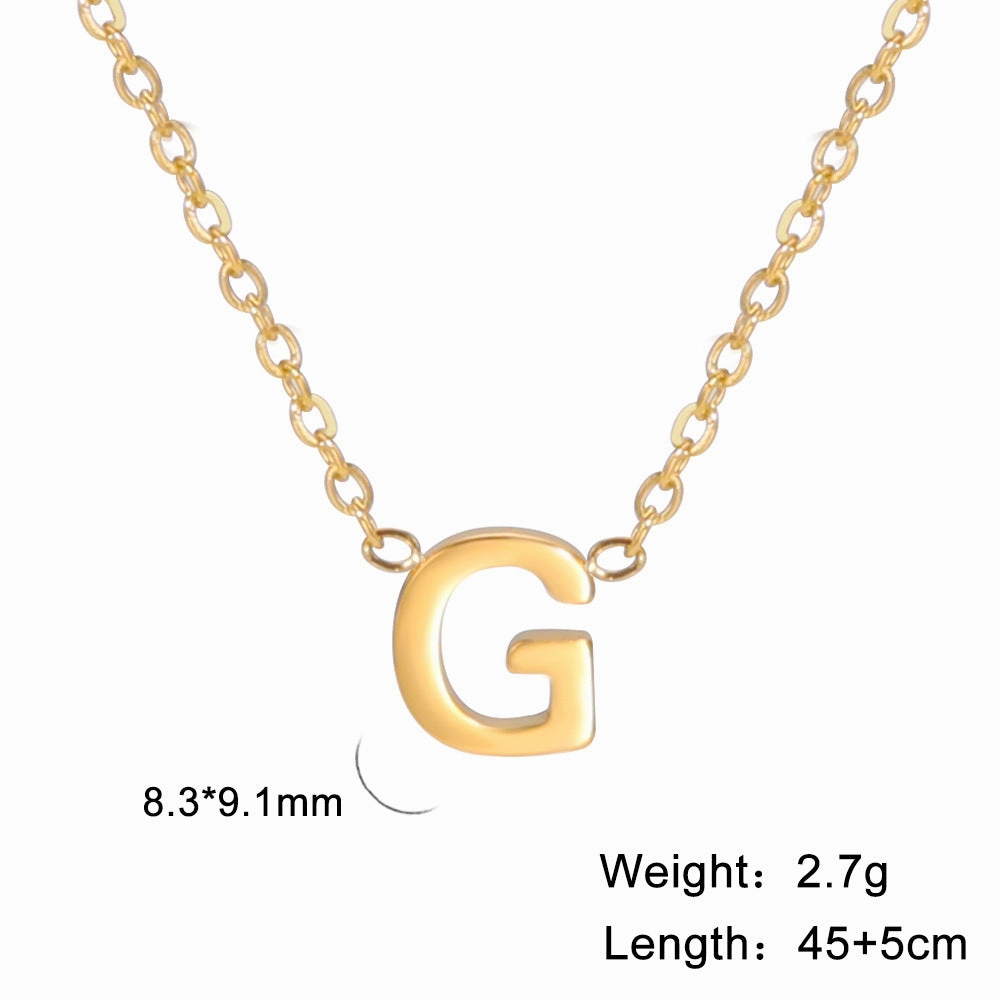 Wholesale 26 Letters Gold 18k Real Gold Electroplated 304 Stainless Steel Necklace