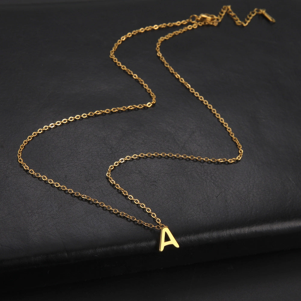 Wholesale 26 Letters Gold 18k Real Gold Electroplated 304 Stainless Steel Necklace