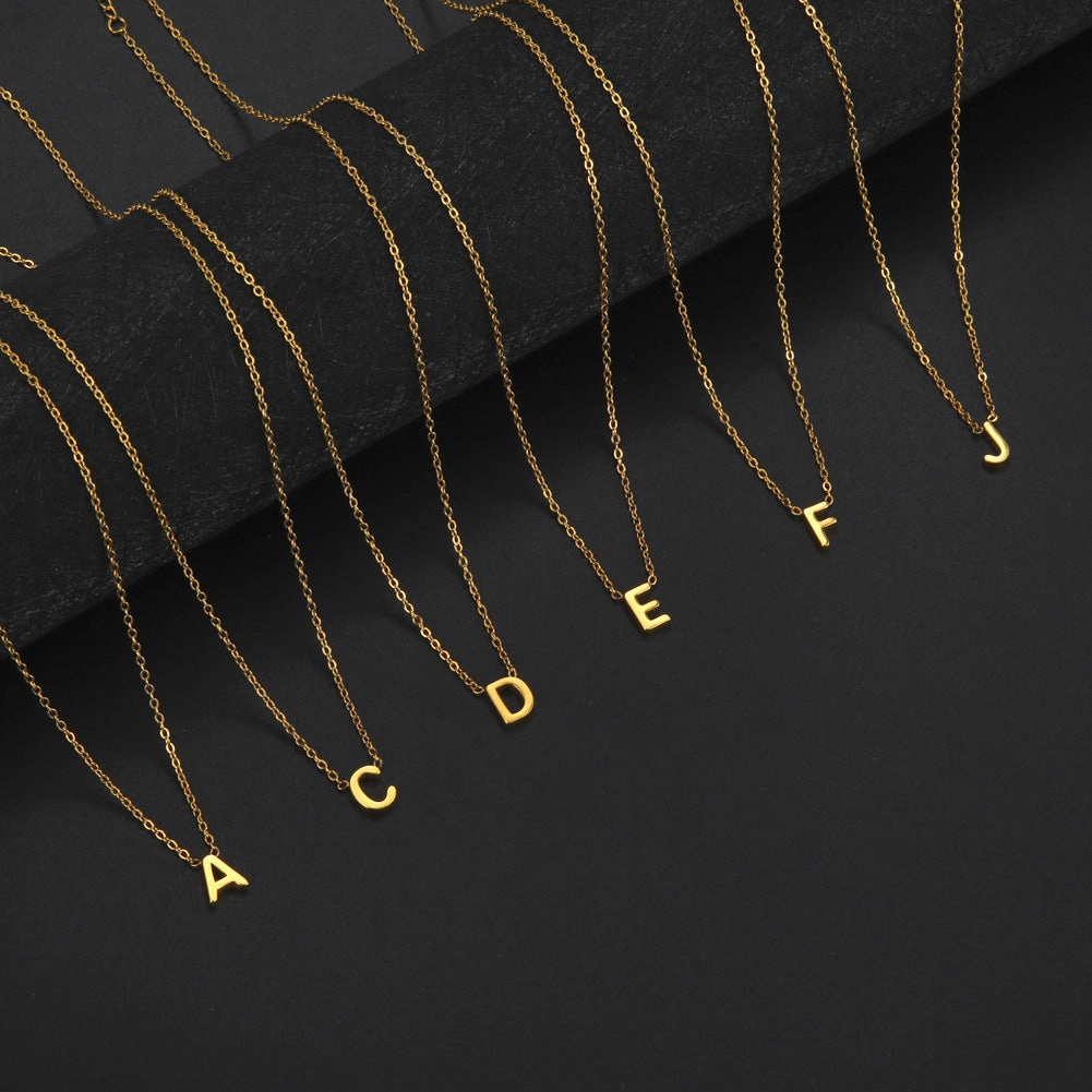 Wholesale 26 Letters Gold 18k Real Gold Electroplated 304 Stainless Steel Necklace