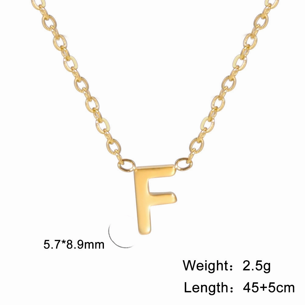 Wholesale 26 Letters Gold 18k Real Gold Electroplated 304 Stainless Steel Necklace