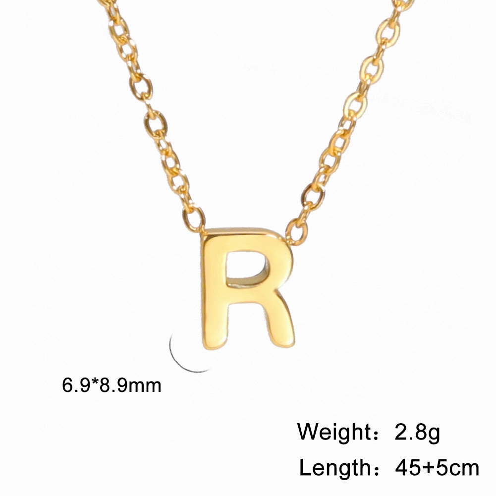 Wholesale 26 Letters Gold 18k Real Gold Electroplated 304 Stainless Steel Necklace