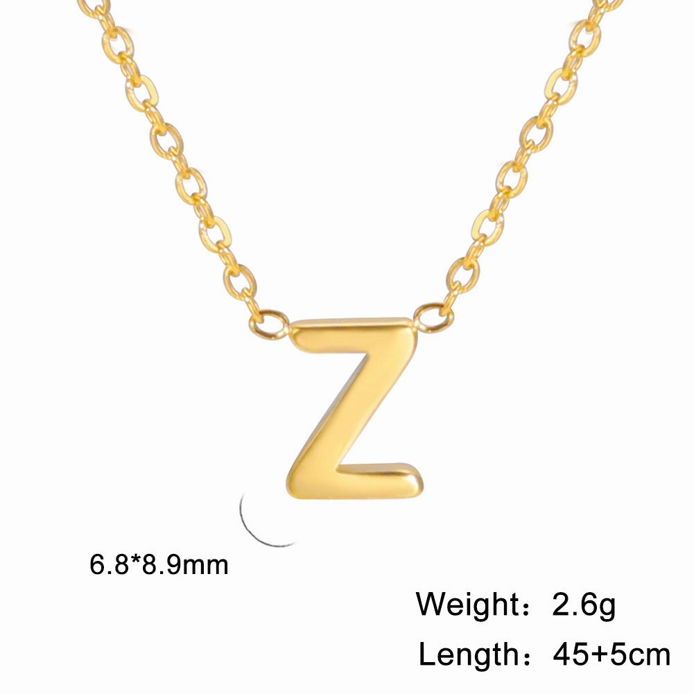 Wholesale 26 Letters Gold 18k Real Gold Electroplated 304 Stainless Steel Necklace