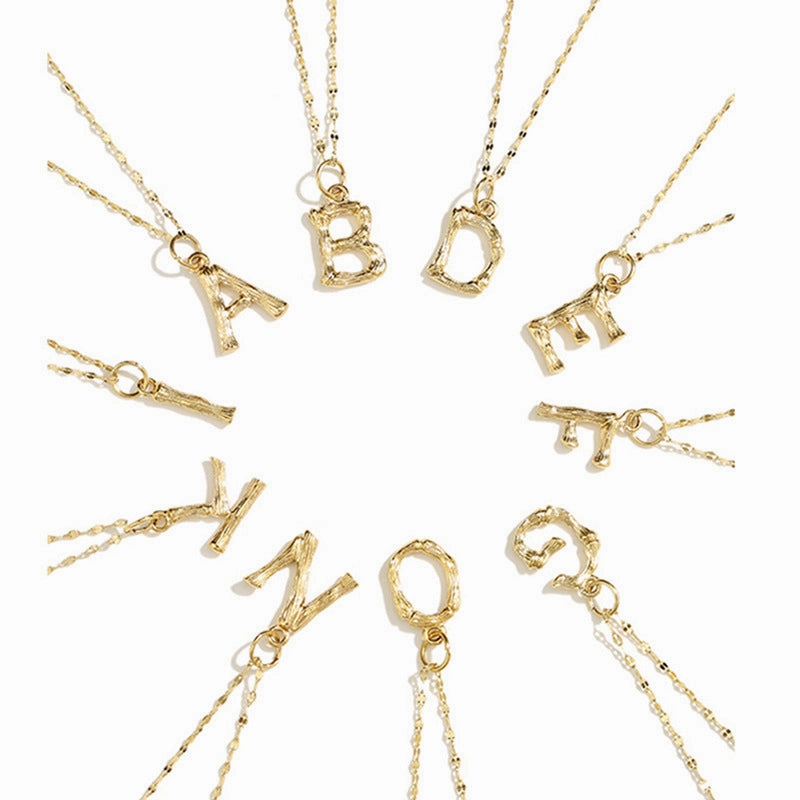 Wholesale 26 Letters Pendant Stainless Steel Gold Plated Necklaces