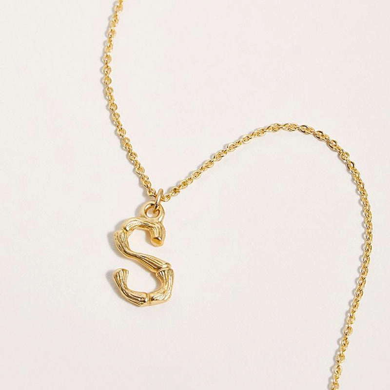 Wholesale 26 Letters Pendant Stainless Steel Gold Plated Necklaces