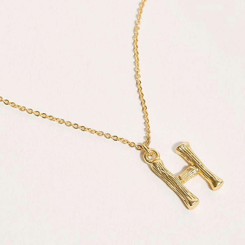 Wholesale 26 Letters Pendant Stainless Steel Gold Plated Necklaces