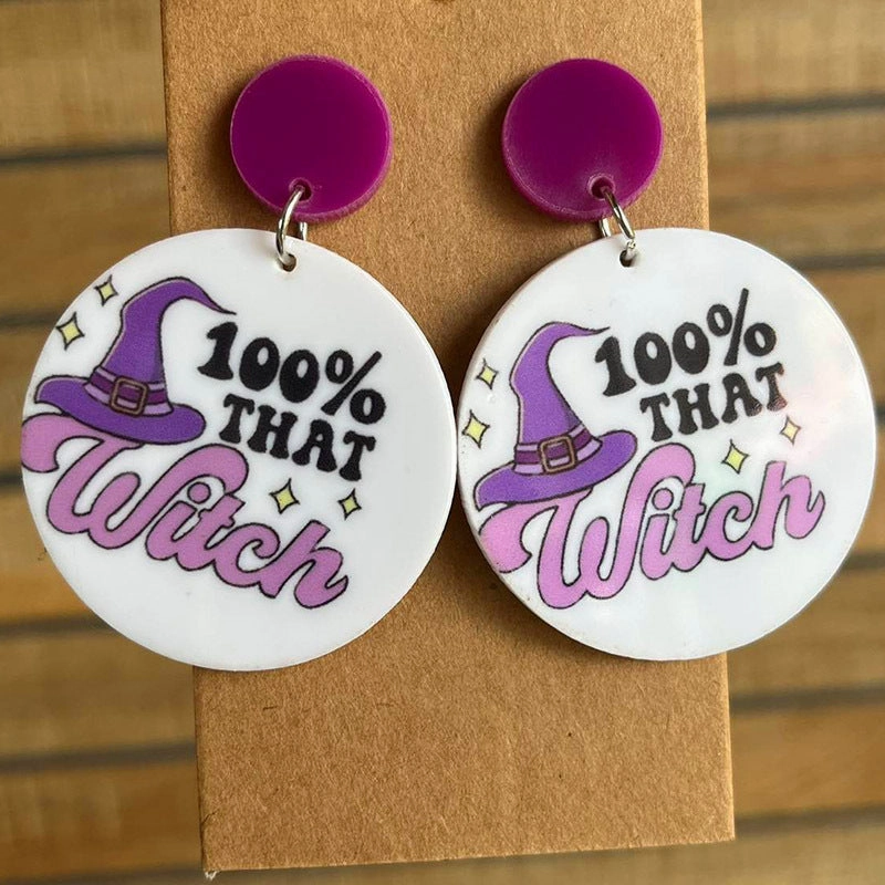 Wholesale 2 Pair/Pack Acrylic Halloween Ghost Witch Pumpkin Spider Web Earrings