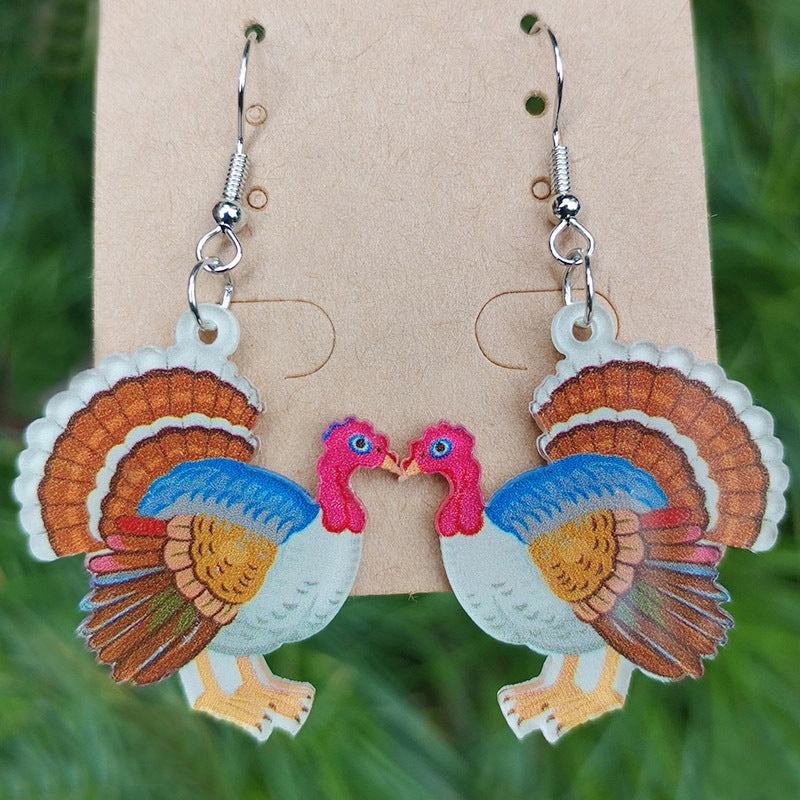 Wholesale 2 Pair/Pack Acrylic Thanksgiving Turkey Celebration Party Earrings
