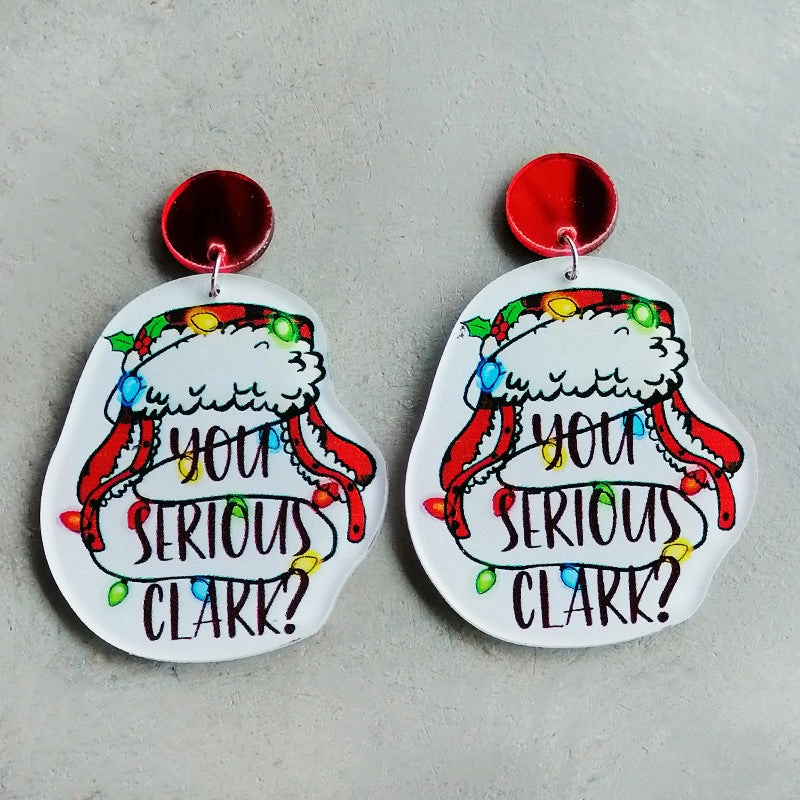 Wholesale 2 Pair/Pack Christmas Lights Round Acrylic Christmas Tree Earrings