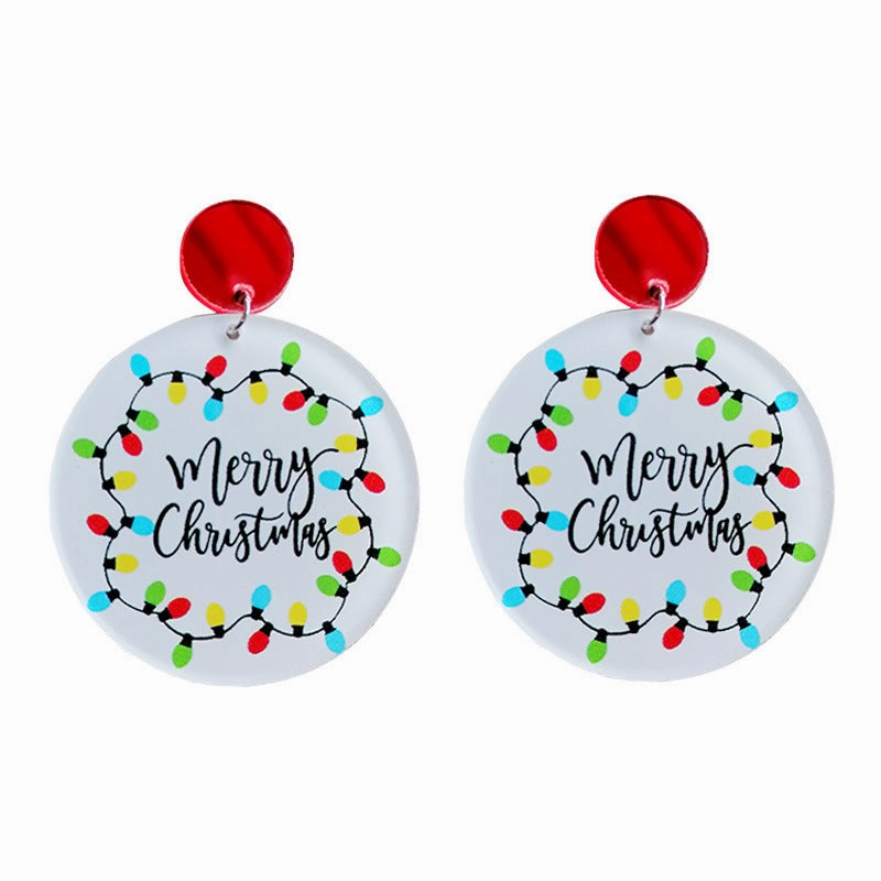 Wholesale 2 Pair/Pack Christmas Lights Round Acrylic Christmas Tree Earrings