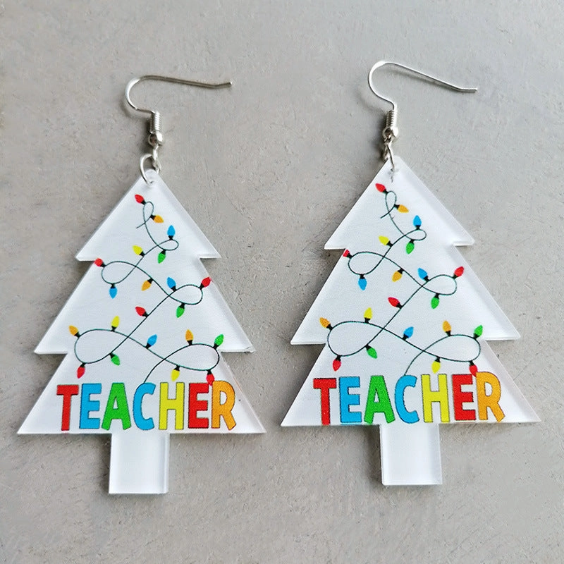 Wholesale 2 Pair/Pack Christmas Lights Round Acrylic Christmas Tree Earrings