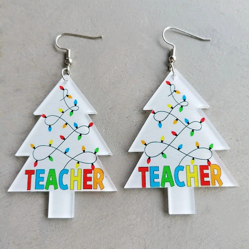 Wholesale 2 Pair/Pack Christmas Lights Round Acrylic Christmas Tree Earrings