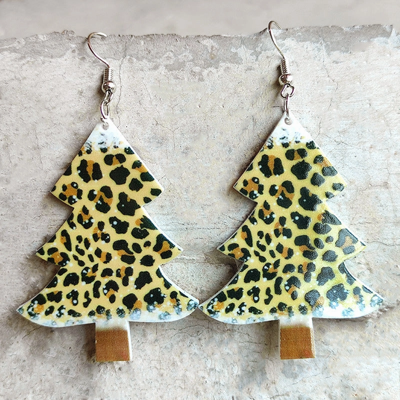 Wholesale 2 Pair/Pack Christmas Vintage Rainbow Leopard Acrylic Earrings