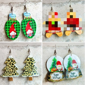 Wholesale 2 Pair/Pack Christmas Vintage Rainbow Leopard Acrylic Earrings