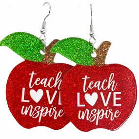 Wholesale 2 Pair/Pack Glitter Sparkling Big Apple Teacher Earrings
