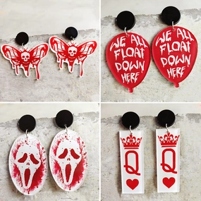 Wholesale 2 Pair/Pack Horror Blood Halloween Earrings