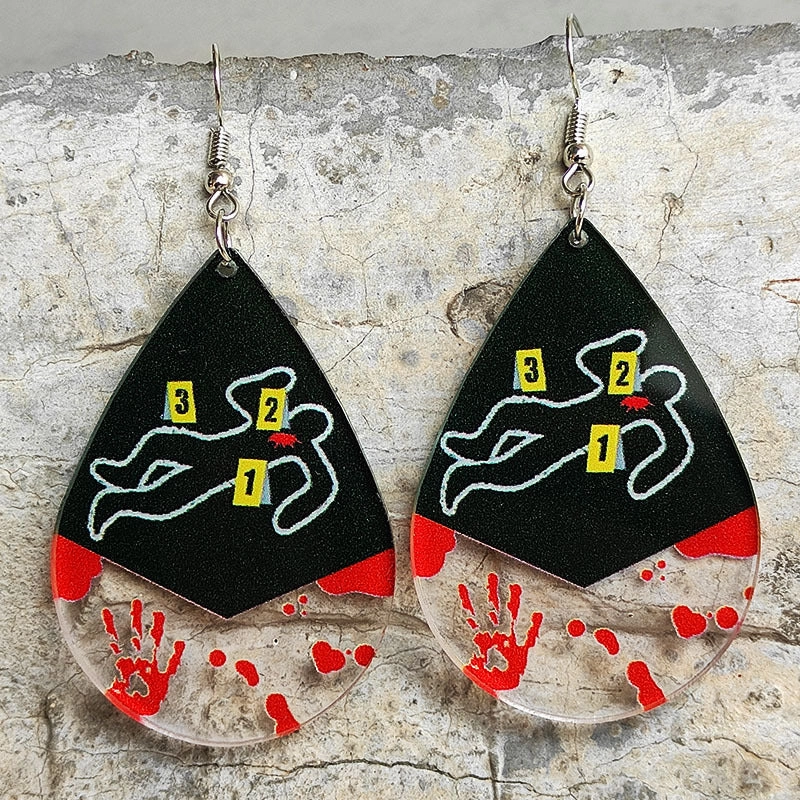 Wholesale 2 Pair/Pack Horror Halloween Blood Fingerprint Handprint Transparent Acrylic Earrings