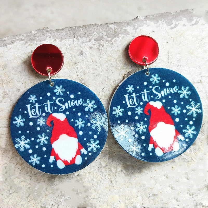 Wholesale 2 Pair/Pack Retro Plaid Leopard Print Christmas Bright Oil Acrylic Earrings