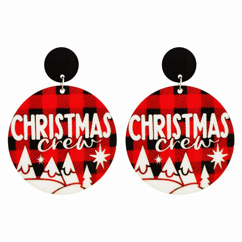 Wholesale 2 Pair/Pack Retro Plaid Leopard Print Christmas Bright Oil Acrylic Earrings
