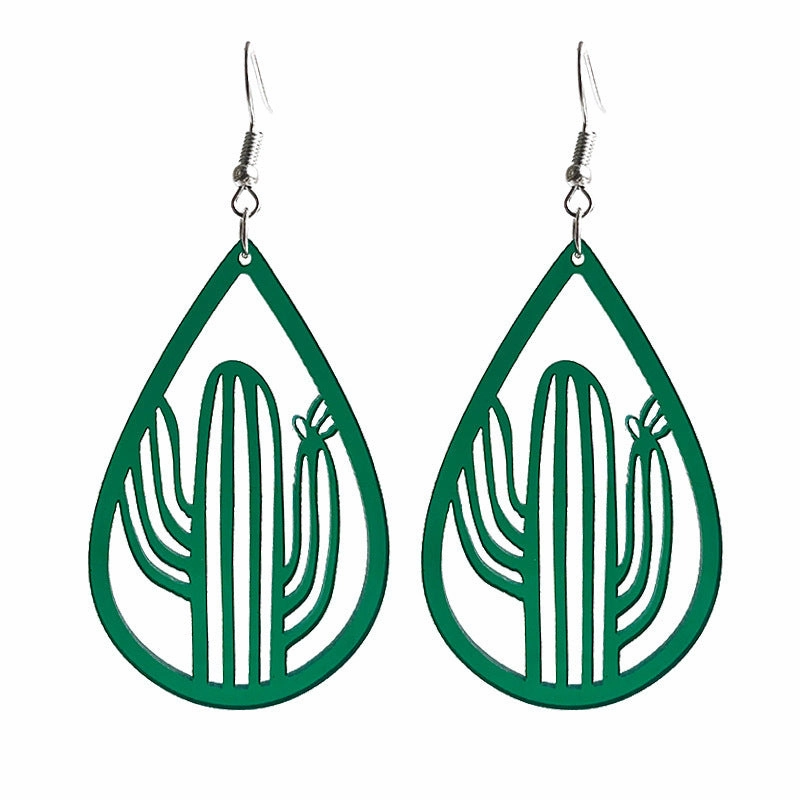 Wholesale 2 Pairs/Pack Acrylic Hollow Out Sun Flower Cactus Earrings