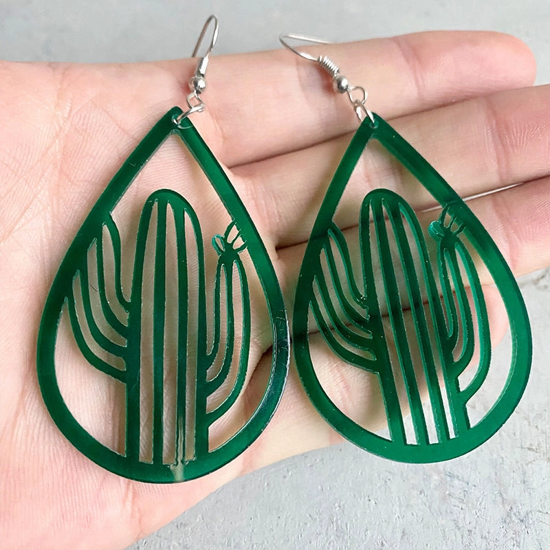 Wholesale 2 Pairs/Pack Acrylic Hollow Out Sun Flower Cactus Earrings