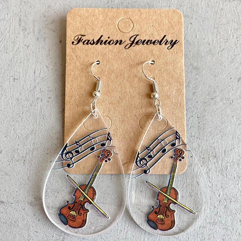 Wholesale 2 Pairs/Pack Acrylic Teacher's Day Printed Water Drop Shaped Earrings