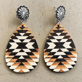 Wholesale 2 Pairs/Pack Aztec Metal Wooden Earrings