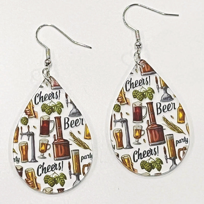 Wholesale 2 Pairs/pack Beer Retro Fun Acrylic Earrings
