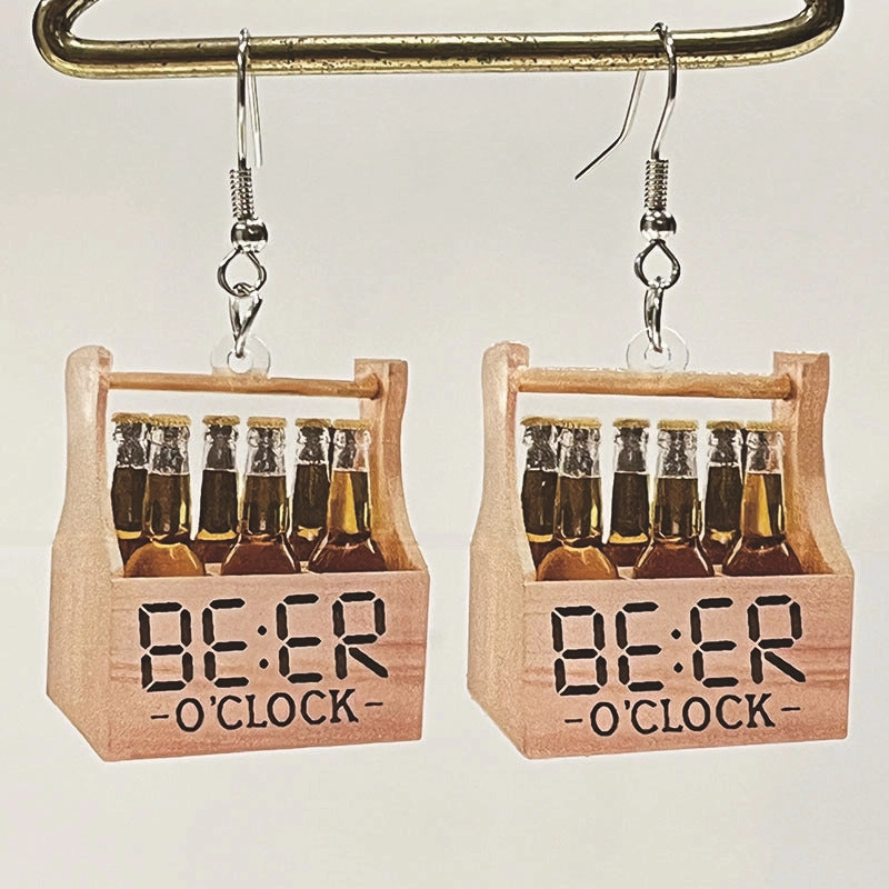 Wholesale 2 Pairs/pack Beer Retro Fun Acrylic Earrings