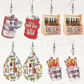 Wholesale 2 Pairs/pack Beer Retro Fun Acrylic Earrings