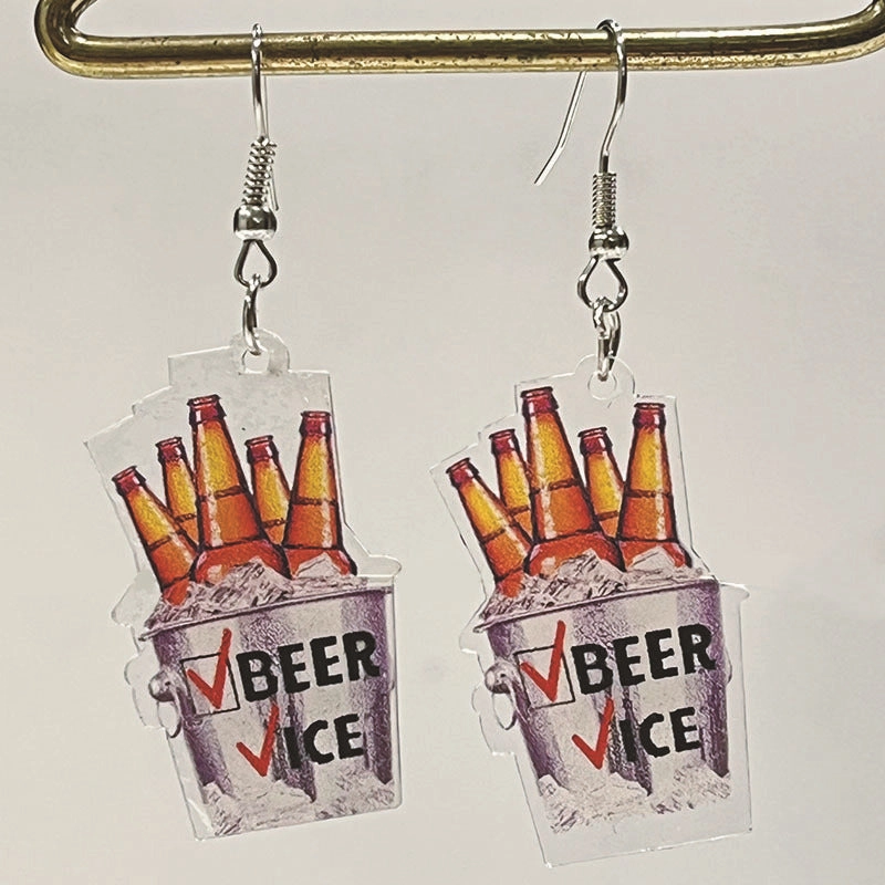 Wholesale 2 Pairs/pack Beer Retro Fun Acrylic Earrings