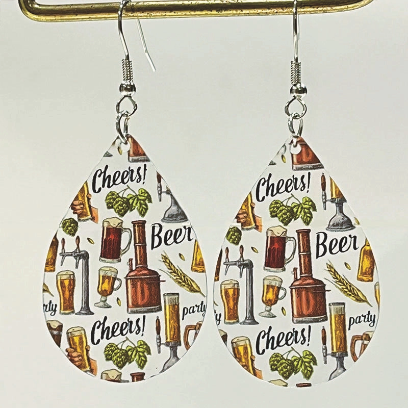 Wholesale 2 Pairs/pack Beer Retro Fun Acrylic Earrings