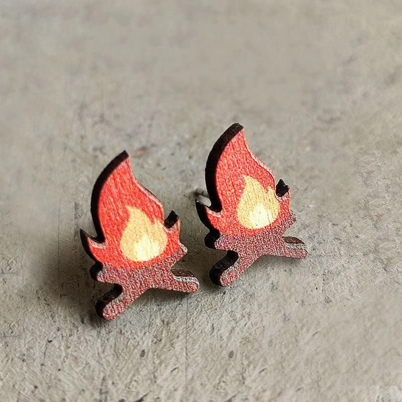 Wholesale 2 Pairs/pack Camping Outdoor Sports Earrings Tent Torch Brown Bear Earrings