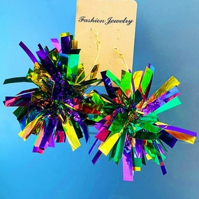 Wholesale 2 Pairs/pack Carnival Shiny Big Ball Fireworks  Mardi Gras Earrings